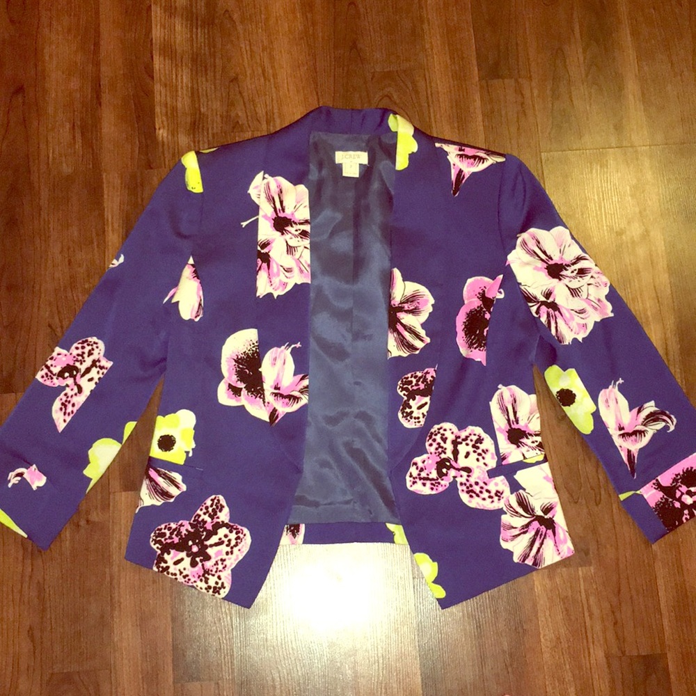 J. Crew silky blue floral blazer